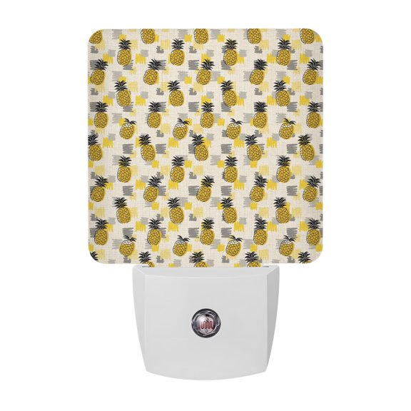 Night Lights Plug into Wall, Summer Pineapple LED Night Light with Dusk to Dawn Sensor, Retro Country Tropical Plants Fruit Decorative Nightlight for Hallway Bathroom Kitchen