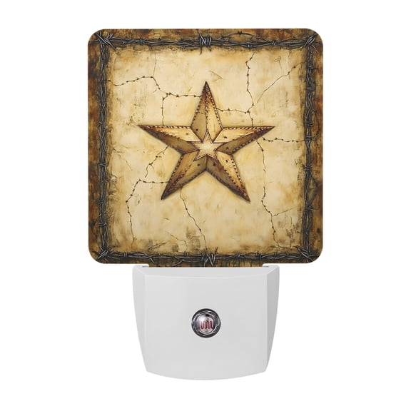 Night Lights Plug into Wall, Texas Star Country LED Night Light with Dusk to Dawn Sensor, Western Stars Retro Decorative Nightlight for Hallway Bathroom Kitchen