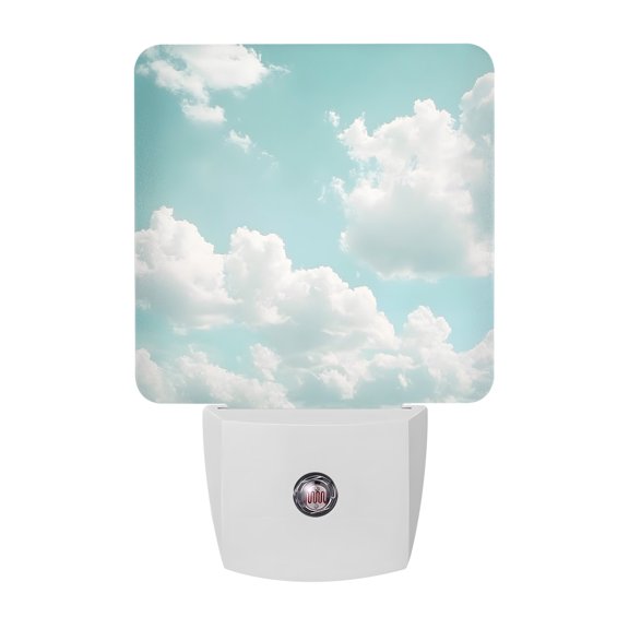 Night Lights Plug into Wall, Turquoise Sky LED Night Light with Dusk to Dawn Sensor, Rustic Retro Clouds Landscape Decorative Nightlight for Hallway Bathroom Kitchen