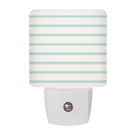 Night Lights Plug into Wall, Turquoise Striped LED Night Light with Dusk to Dawn Sensor, Farmhouse Pinstripes Geometric Color Decorative Nightlight for Hallway Bathroom Kitchen