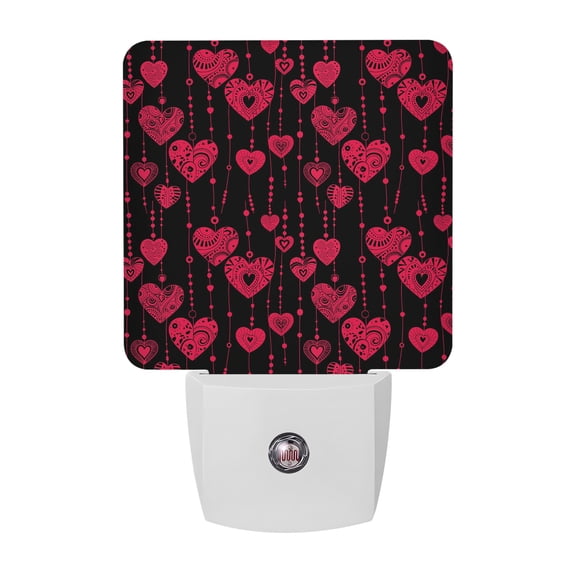 Night Lights Plug into Wall, Valentine's Day LED Night Light with Dusk to Dawn Sensor, Red Heart Love Rustic Retro Black Decorative Nightlight for Hallway Bathroom Kitchen