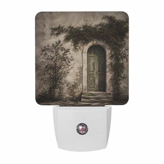 Night Lights Plug into Wall, Vintage Country LED Night Light with Dusk to Dawn Sensor, Rustic Tree Branch Leaves Retro Arched Door Decorative Nightlight for Hallway Bathroom Kitchen