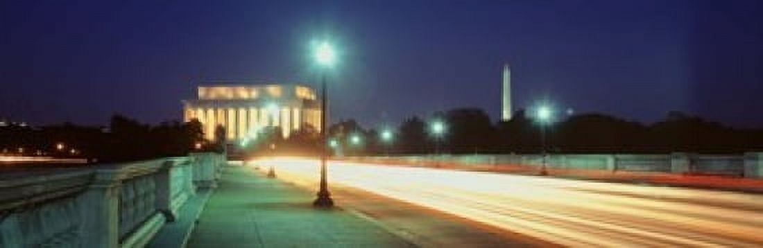 Night Lincoln Memorial District Of Columbia USA Canvas Art - Panoramic Images (18 x 6)
