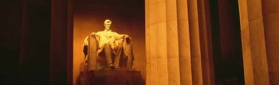 Night Lincoln Memorial Washington DC District Of Columbia USA Canvas Art - Panoramic Images (38 x 12)