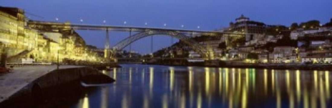 Night Luis I Bridge Porto Portugal Canvas Art - Panoramic Images (18 x 6)