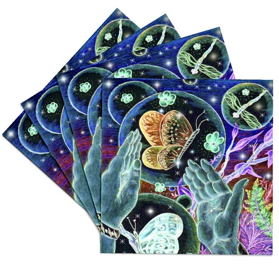 3drose, Night Magic Never to Be Lost 2, Set of 4 Ceramic Tile Coasters
