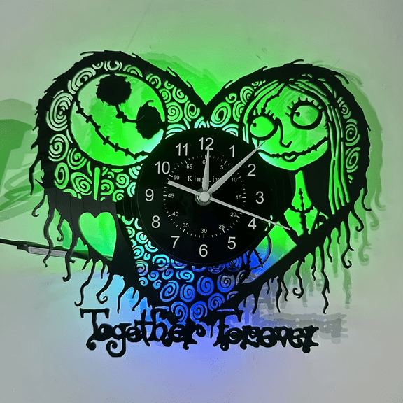 The Night Mare Vinyl Record Wall Clock, Silent Movement,Colorful LED Lights,Home Decor,Silent Wall Clock,Wall Decoration, Home Decoration, Party, Holiday, birthday gift, Mother's Day, Christmas Gift