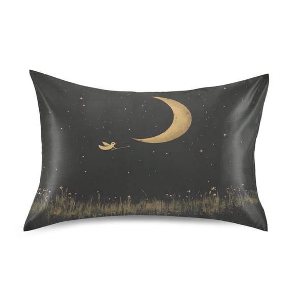 Night Moon Luxury Silky Soft Pillowcase Standard Size Wrinkle Resistant Envelope Closure 20x26in