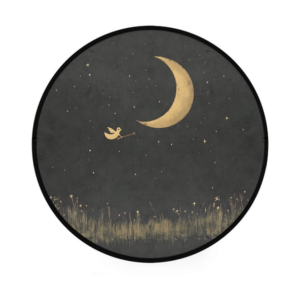 Night Moon Memory Foam Bath Mat 36" Absorbent Rug with Non Slip Base and 4 Bonus Pads