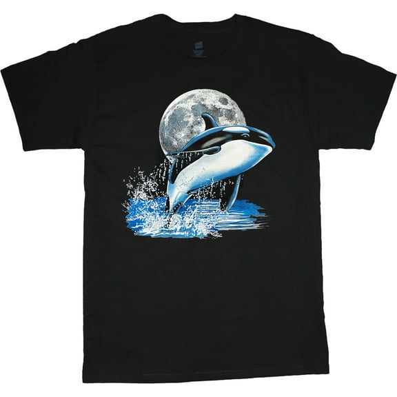 Night Moon Orca Whale T-shirt Mens Graphic Tees Clothing Apparel