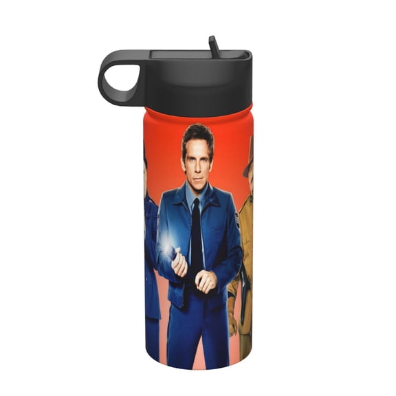 Night at the Museum Kids Insulated Water Bottle With Straw - 18 Oz Stainless Steel Double Wall Vacuum Cup, Leakproof, Bpa Free, Suitable For Boys And Girls