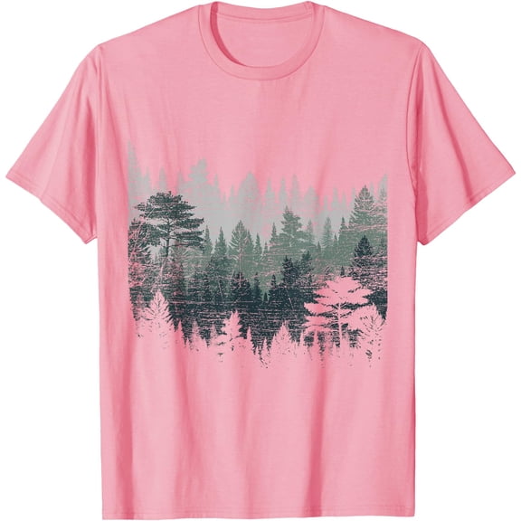 Night Nature Wildlife Trees Outdoor Forest Unisex T-Shirt for Men Women Kids Toddler,Light Pink Color,Size 3T
