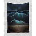 thumbnail image 1 of Night Ocean Tapestry, Woman Stands Alone Gothic Tidal Wave by the Beach Print, Wall Hanging for Bedroom Living Room Dorm Decor, 40W X 60L Inches, Taupe Cadet Blue Dark Blue Grey, by Ambesonne, 1 of 2