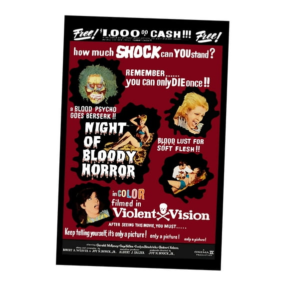 Night Of Bloody Horror Movie Poster Metal Sign 8Inx 12In Print On Metal 8x12 Square Adults Best Posters