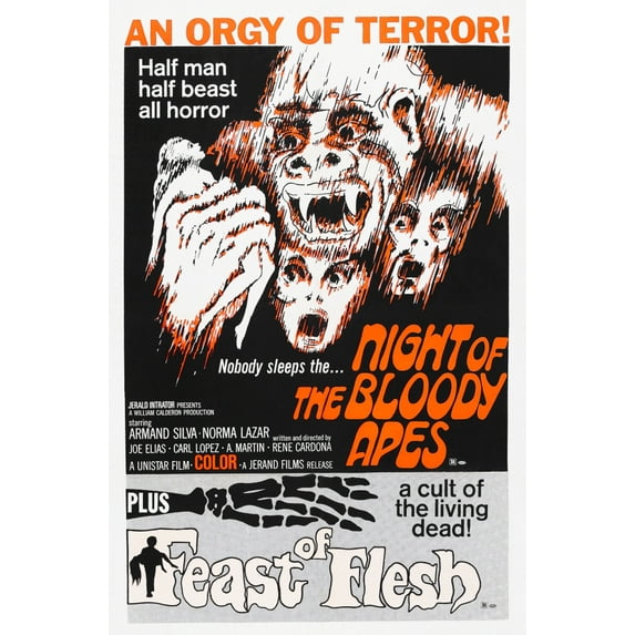 Night Of The Bloody Apes 1969 Feast Of Flesh (Aka Blood Feast) 1963 Us Poster Movie Poster Masterprint (11 x 17)