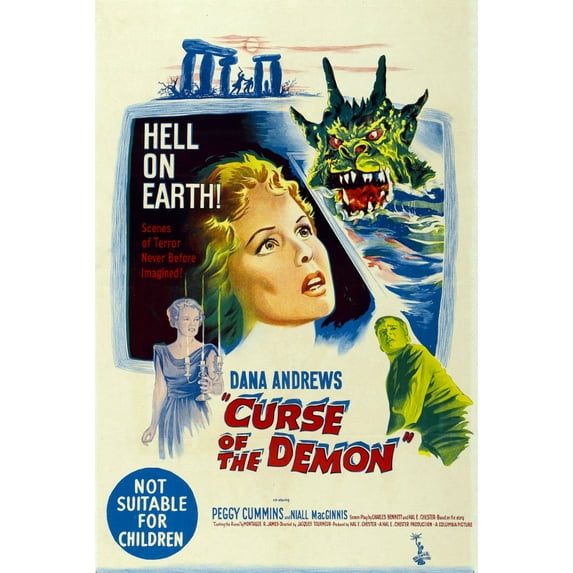 Night Of The Demon (Aka 'Curse Of The Demon') Woman On Left And In Center: Peggy Cummins; Lower Right: Dana Andrews On Australian Poster Art 1957. Movie Poster Masterprint (24 x 36)