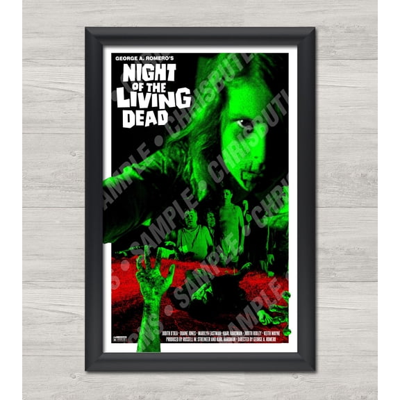 Night Of The Living Dead 1968 Design 2 Movie Poster, Classic Zombie Horror Wall Art Print