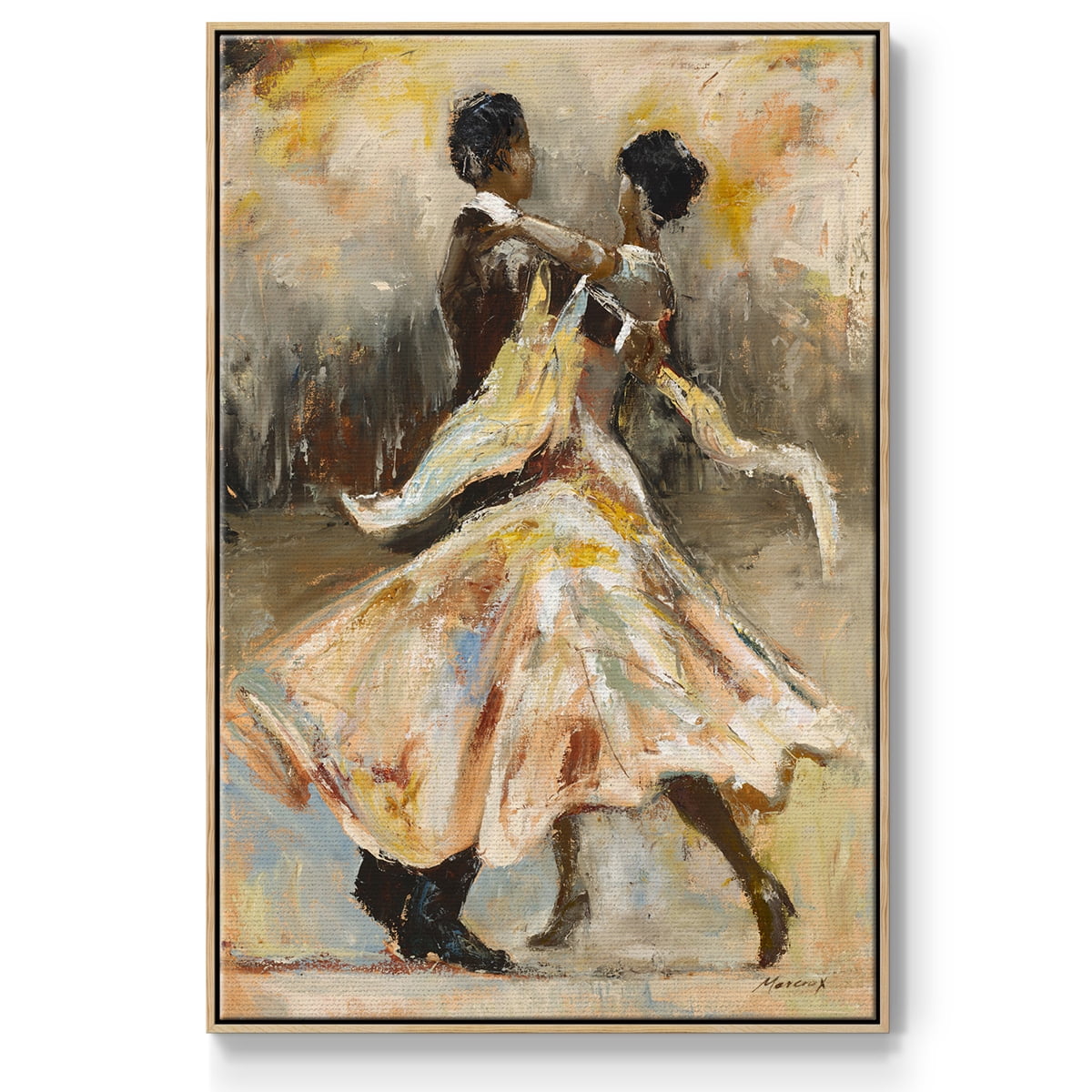 Night Out Framed Premium Gallery Wrapped Canvas - Ready to Hang - 27 x 41 - Natural Wood Floating Frame