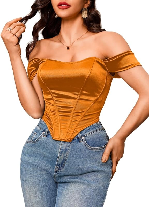 One Shoulder Satin Corset Top