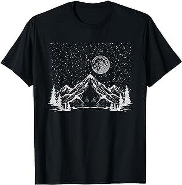 Night Outdoor Nature Trees Mountains Forest Moon Hiking T-Shirt ...