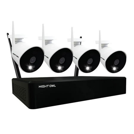 Night Owl - 10 Channel Wi-Fi NVR with 4 Wi-Fi IP 1080p HD 2-Way Audio Cameras and 1TB Hard Drive - White/Black