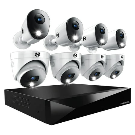 Night Owl 12 Channel 2TB DVR Security System and 8 Wired 2K Deterrence Cameras - 4 Bullet 4 Dome