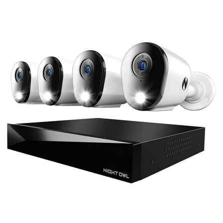 Night Owl 12 Channel DVR Security System with 1TB Hard Drive and 4 Wired 4K Resolution Cameras
