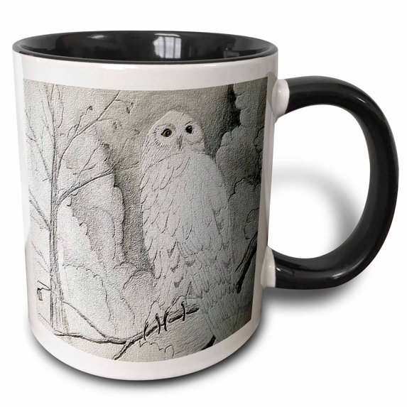 3drose, Night Owl, 15oz Two-tone Black Mug