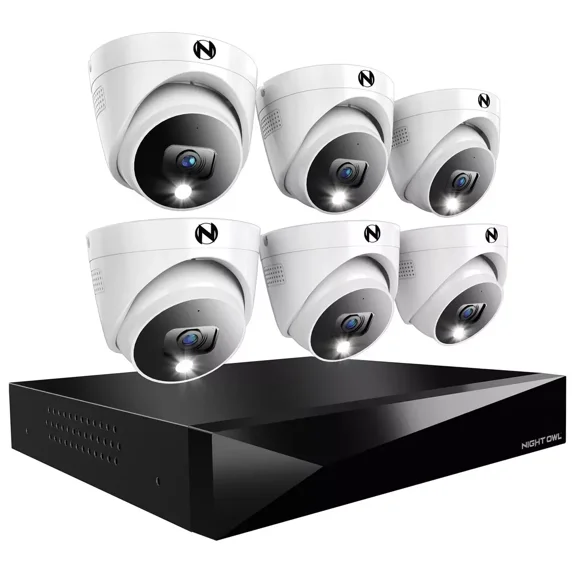 Night Owl 2-Way Audio 12-CH DVR Security System, 1TB 6 Wired 2K Cameras