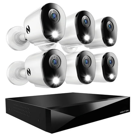 Night Owl 2-Way Audio 12 Channel DVR Security System with 2TB Hard Drive and 6 Wired 2K Deterrence Cameras