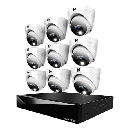 Night Owl 2-Way Audio 20 Channel 2TB DVR Security System and 9 Wired 4K Resolution Dome Cameras