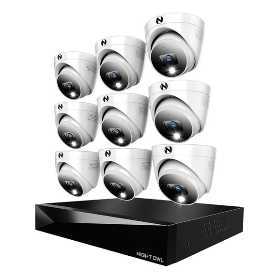 Night Owl 2-Way Audio 20 Channel 2TB DVR Security System and 9 Wired 4K Resolution Dome Cameras