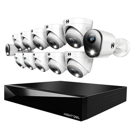 Night Owl 20 Channel 2TB DVR Security System and 12 Wired 4K Cameras - 2 Bullet 10 Dome