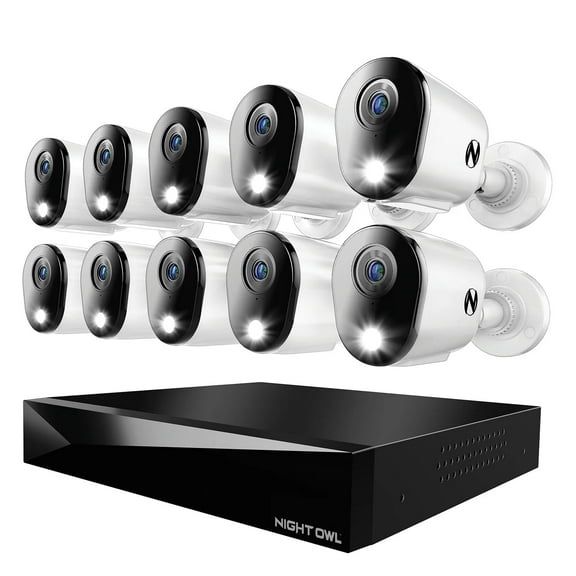 Night Owl 20 Channel DVR Security System with 2TB Hard Drive and 10 Wired 4K Resolution Cams