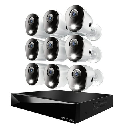 Night Owl 20 Channel DVR Security System with 2TB Hard Drive and 9 Wired 4K Resolution Cameras