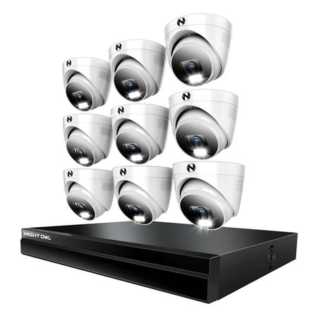 Night Owl 24 Channel NVR Security System with 4TB Hard Drive and 9 Wired IP 4K Resolution Dome Cams