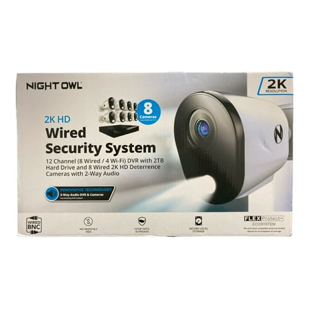 Night Owl 12 Channel 8 Wired 4 Wi-Fi 2K DVR Security System with 2TB Hard Drive
