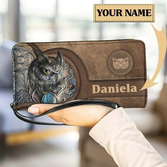 Night Owl 3D Print My Bag Women PU Leather Wristlet Clutch Cute Purse Custom Wallet Card Holder Design Cartera Hombre