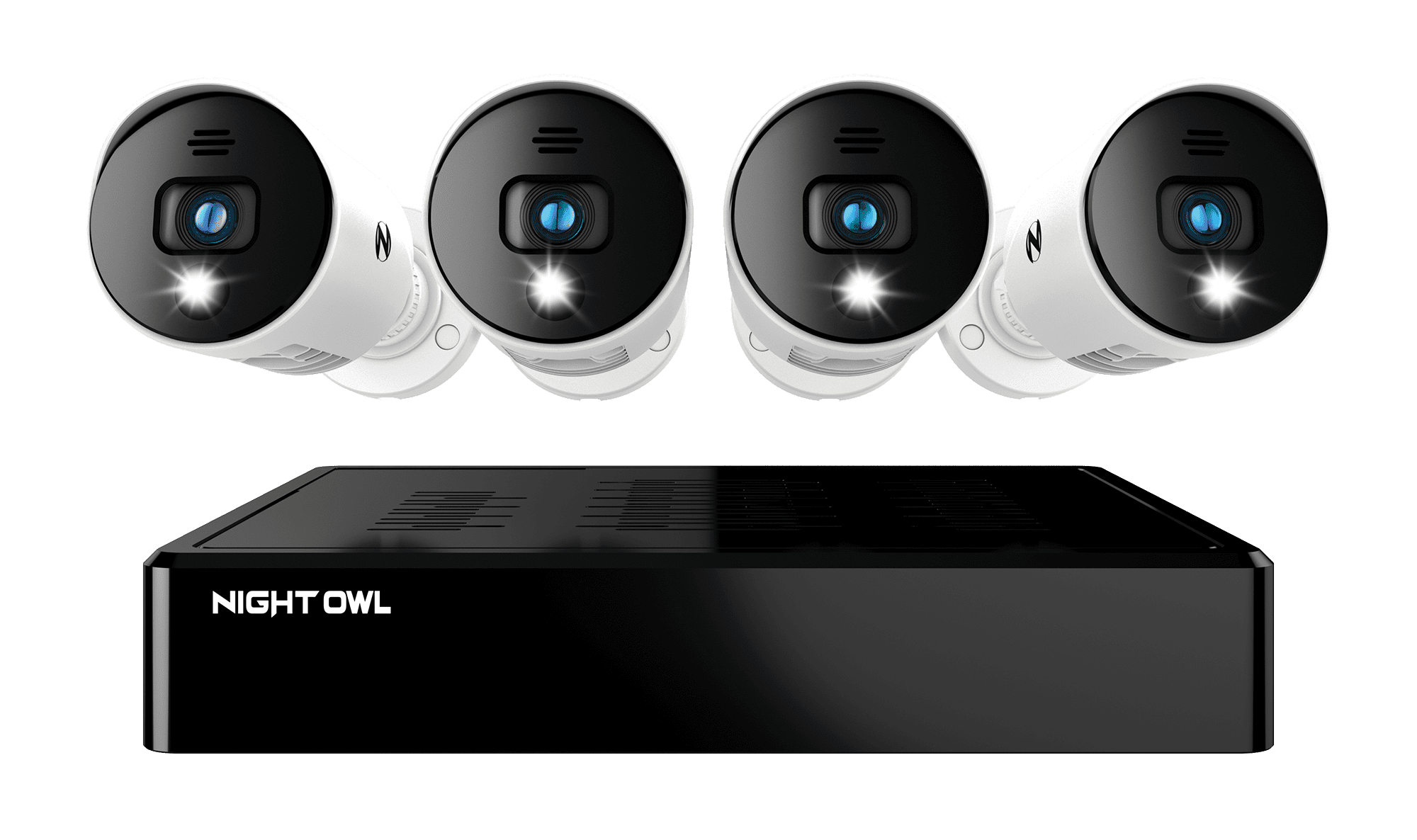 Night Owl 8 Channel Bluetooth DVR with 4 Wired 1080p HD Spotlight Cameras with Audio and 1TB Hard Drive