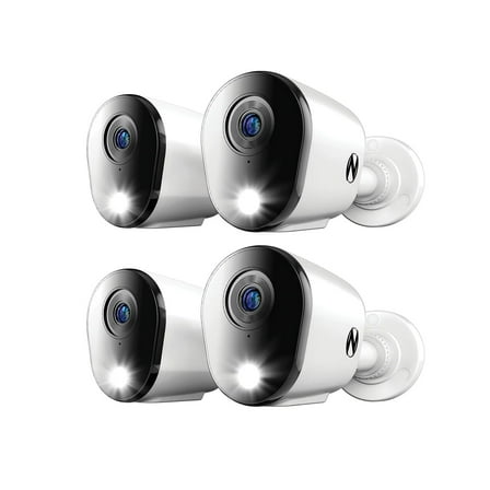 Night Owl Add On Wired 4K Deterrence Cameras with 2-Way Audio - 4 Pack - White