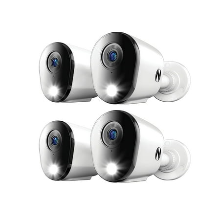 Night Owl - 4-Camera Indoor/Outdoor Add On Wired 4K Security Cameras with 2-Way Audio - White