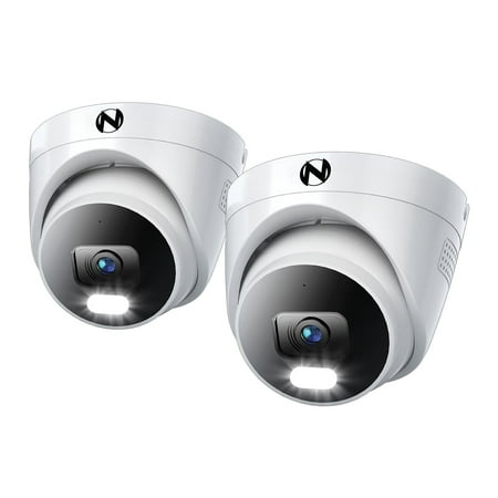 Night Owl - 2-Camera Indoor/Outdoor Add On Wired IP 4K Security Dome Cameras - White