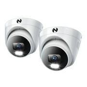 Night Owl Add On Wired IP 4K Deterrence Dome Cameras with 2-Way Audio - 2 Pack - White