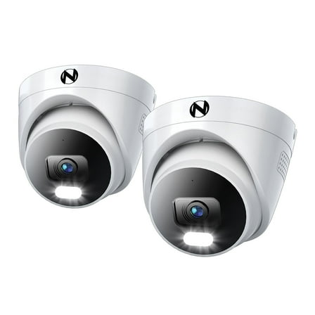 Night Owl Add On Wired IP 4K Deterrence Dome Cameras with 2-Way Audio - 2 Pack - White