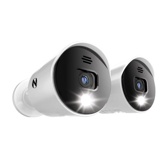 Night Owl CAM2PKDP8LSA 4K UHD Wired Spotlight Bullet Cameras Audio Enabled / Night Vision, 2 Pack