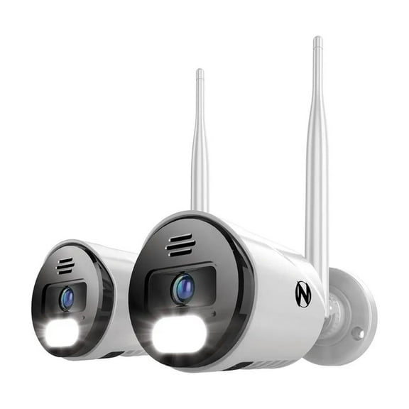 Night Owl Wi-Fi IP Plug In 4K Spotlight Cameras with 2-Way Audio and Audio Alerts and Sirens - 2 Pack - White