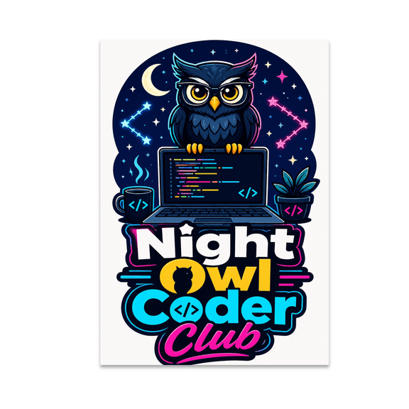 Night Owl Coder Club Wall Art - Tech Enthusiast - 13x19 Poster Print
