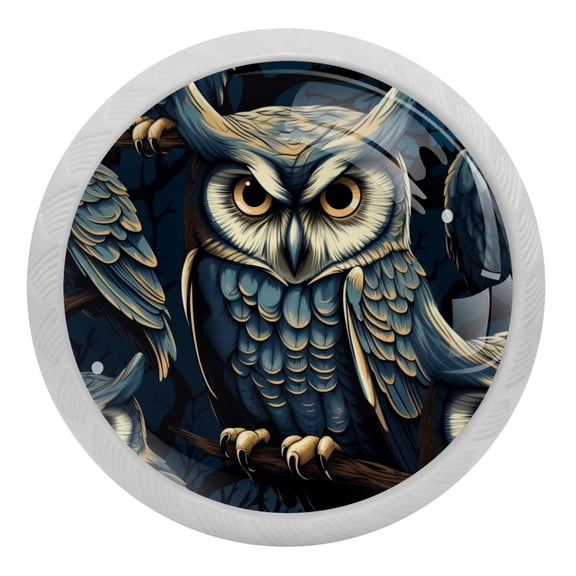 Night Owl Crystal Glass Drawer Knob Pull Ergonomic 30mm Circle Glowing Furniture Cabinet Handle for Kitchen Dresser Cupboard Wardrobe