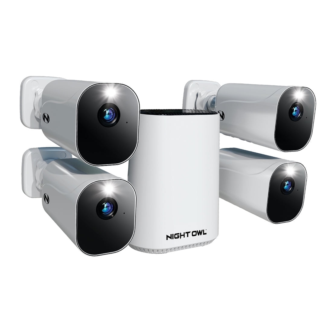 Night Owl Expandable Wi-Fi Security Hub with 64GB microSD Card and 4 Wire Free 1080p Deterrence Cameras