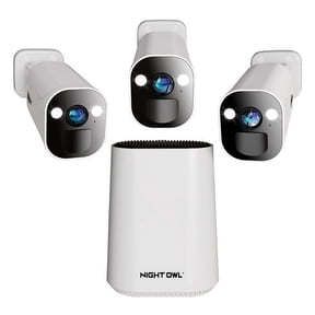 Night Owl Expandable Wi-Fi Security Hub with 64GB microSD Card and 3 Wire-Free 2K Deterrence Cameras
